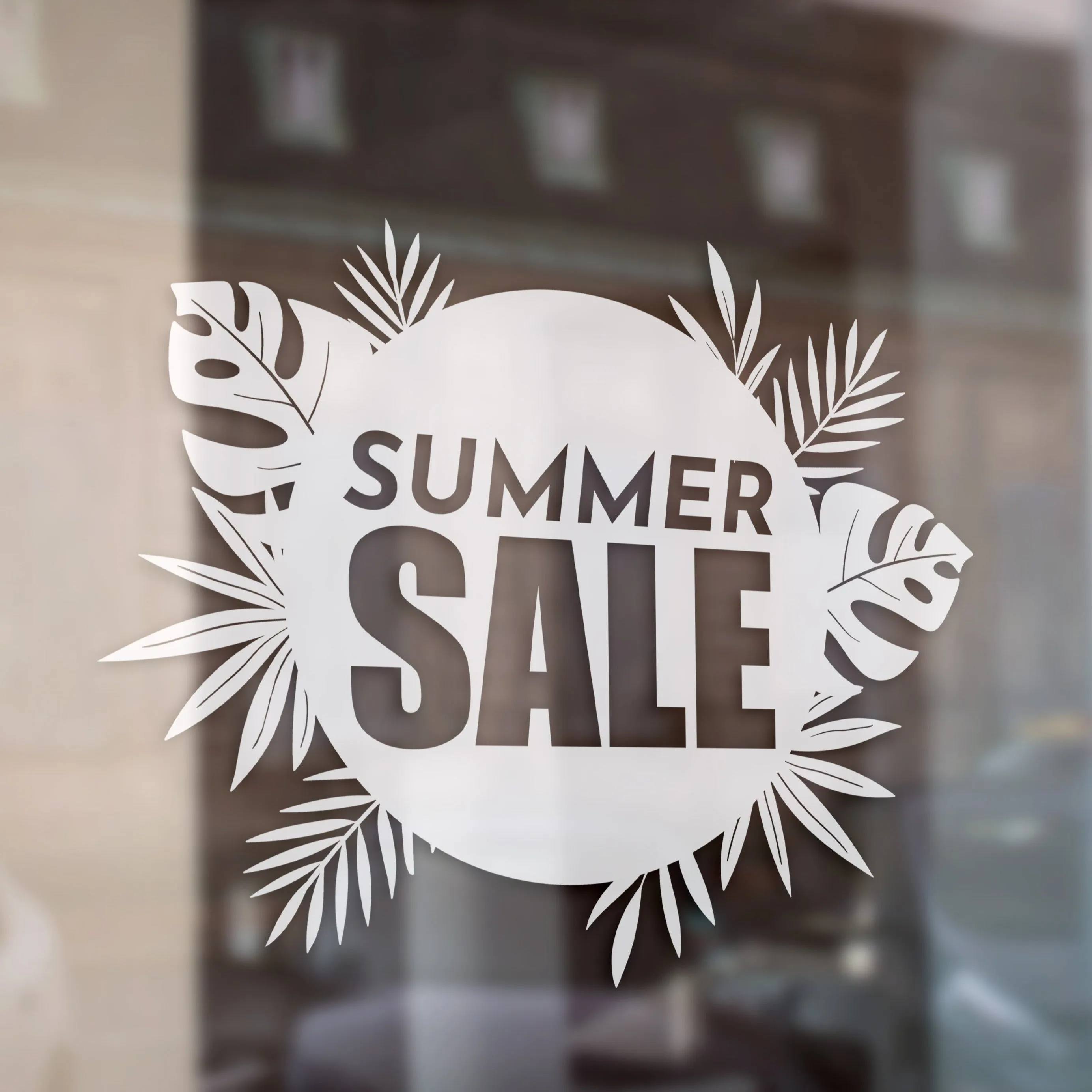 Tropical Circle Sale Retail Shop Window Sticker Vinyl