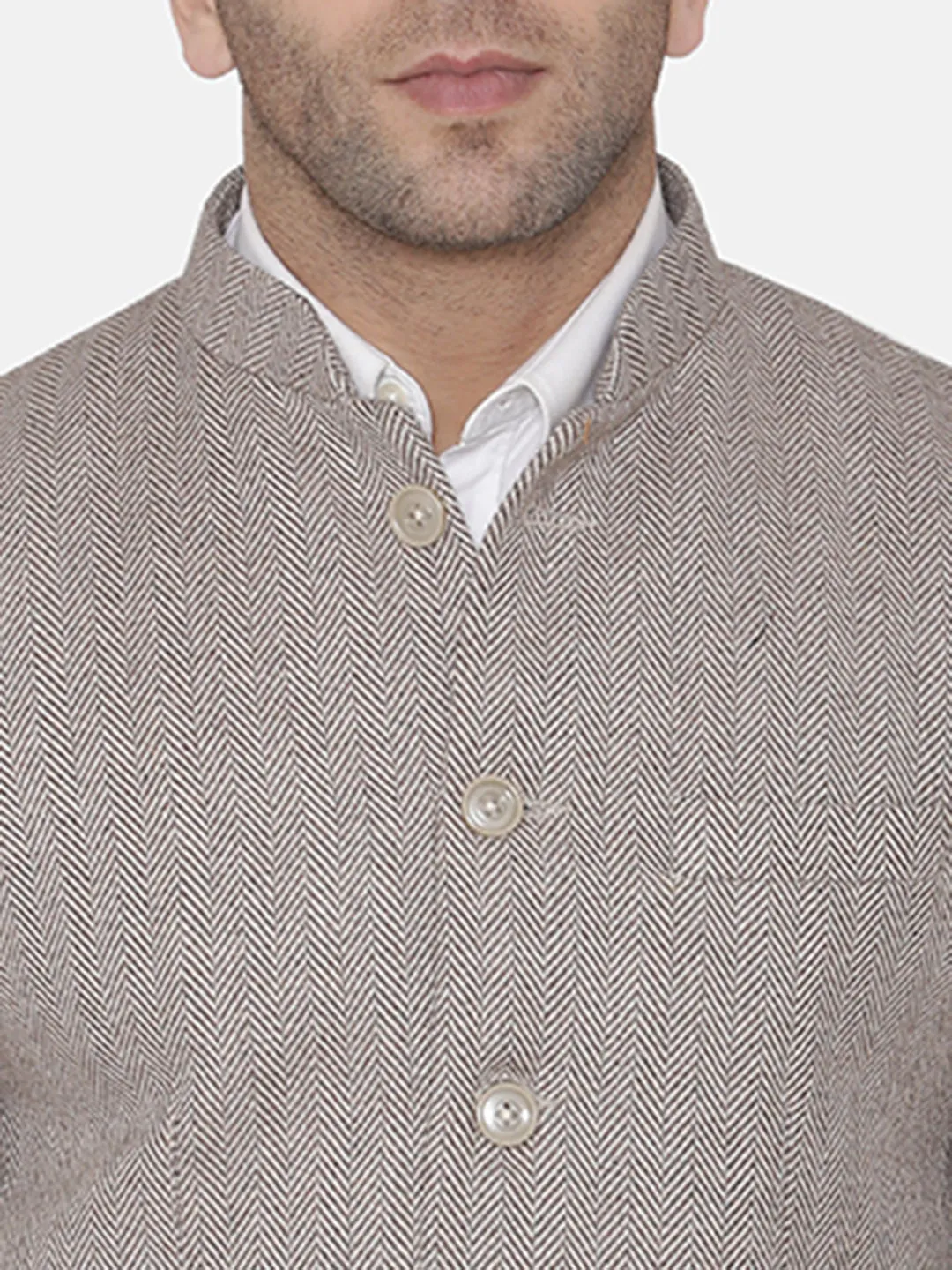 Tweed Beige Bandhgala