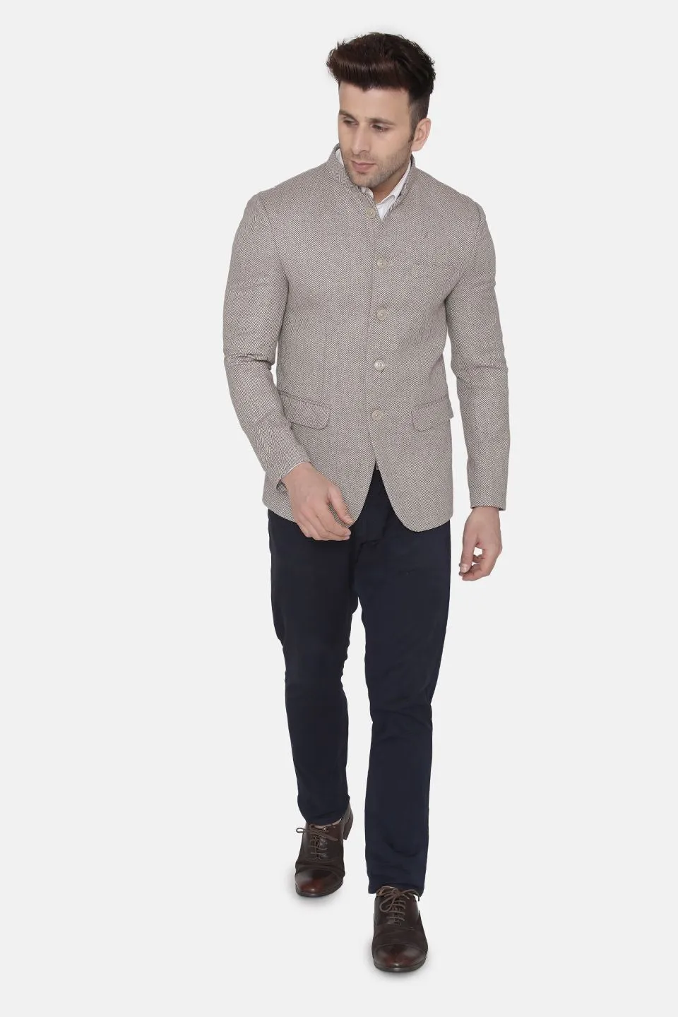 Tweed Beige Bandhgala