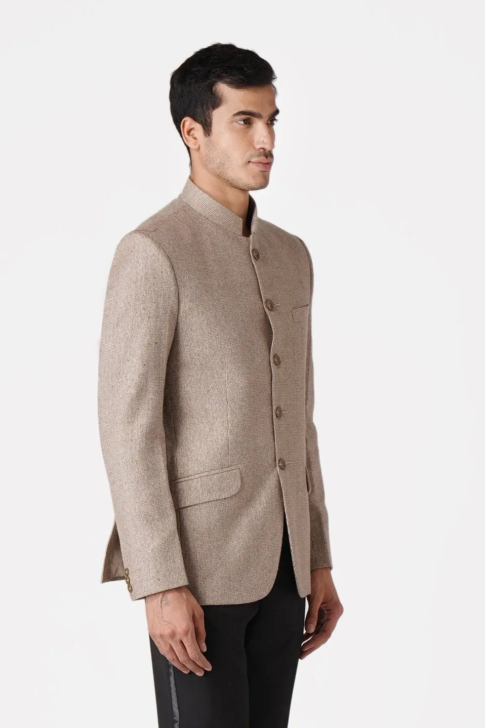 Tweed Beige Bandhgala