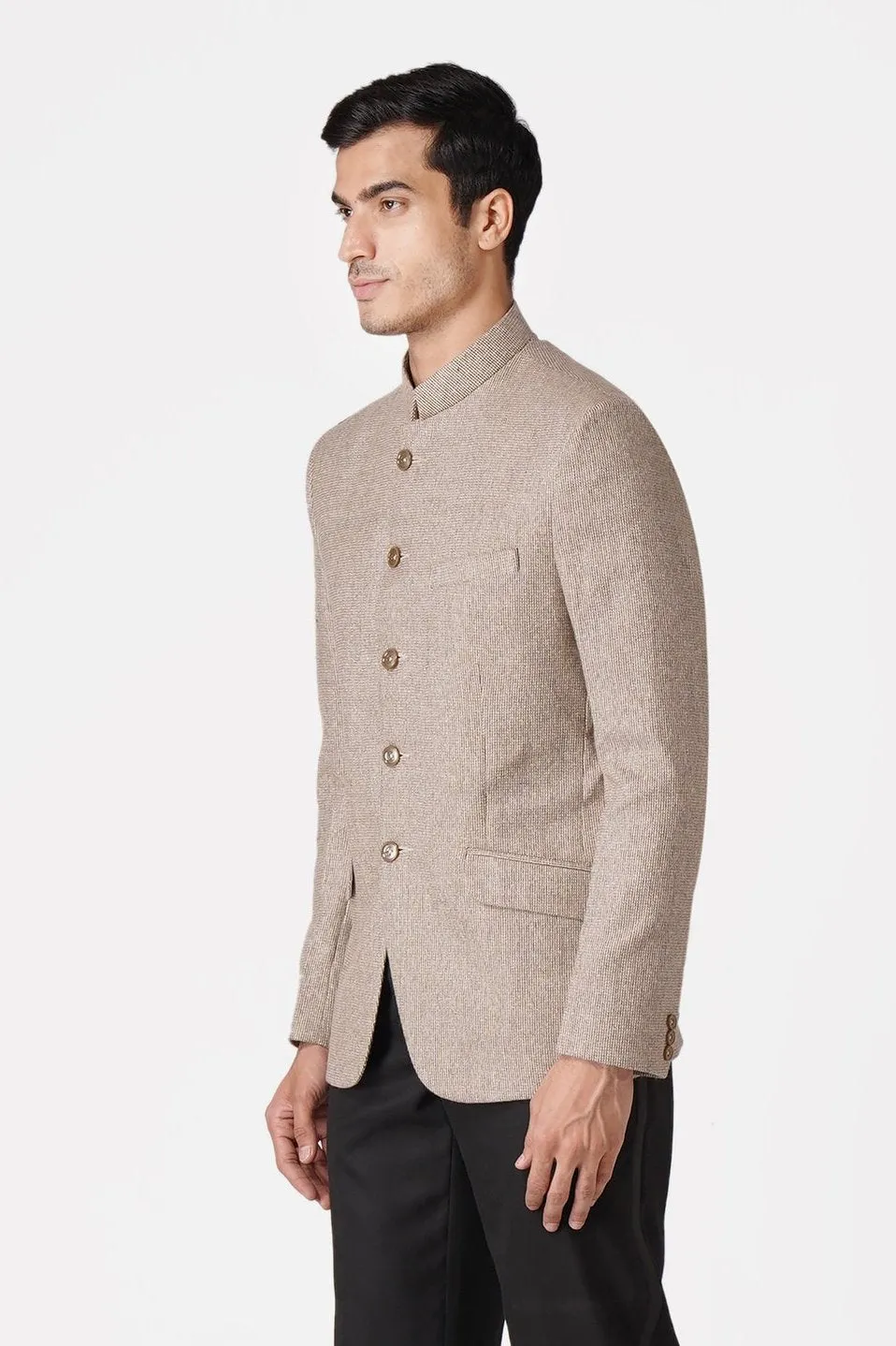 Tweed Beige Bandhgala