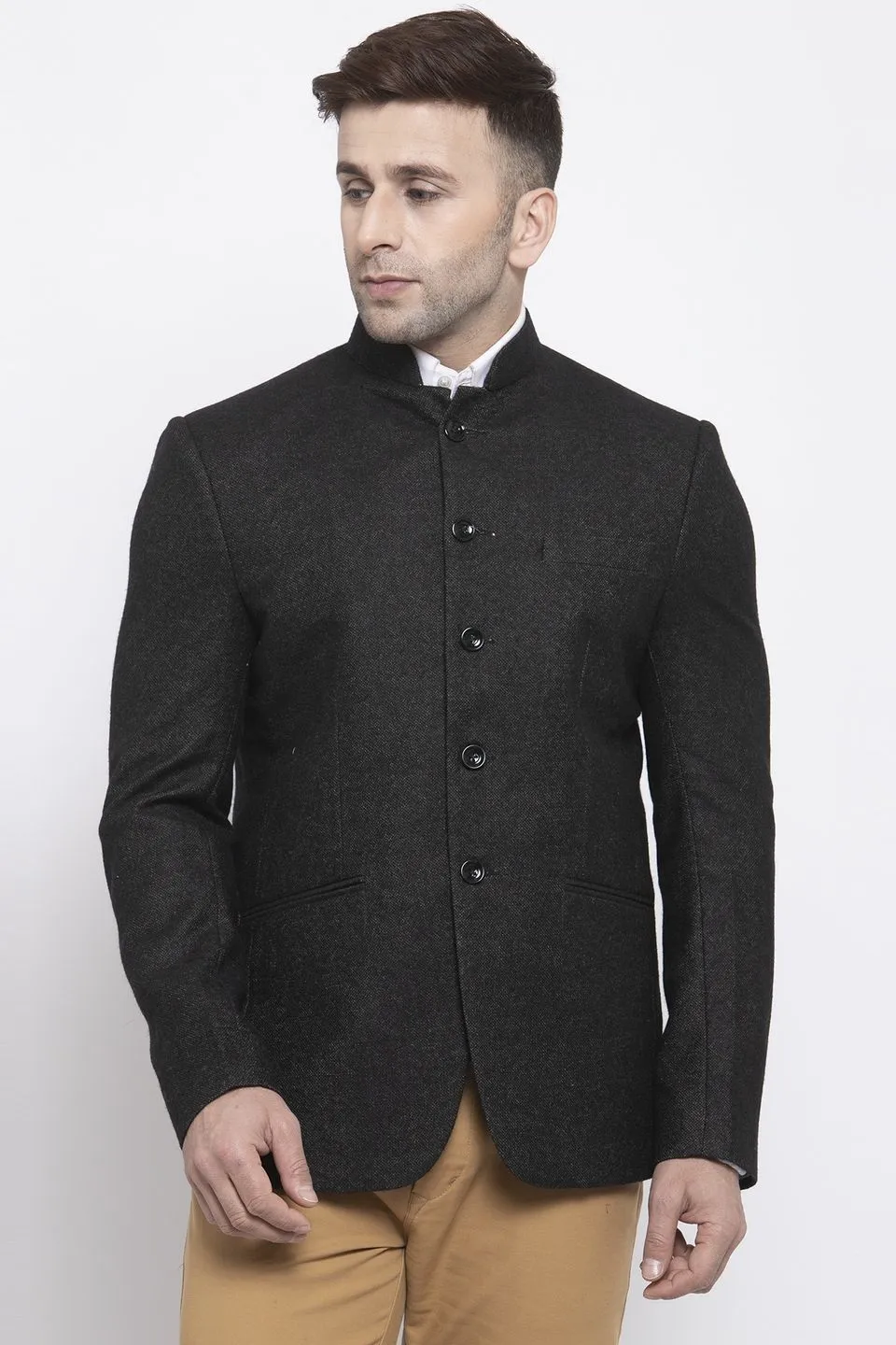 Tweed Black Bandhgala