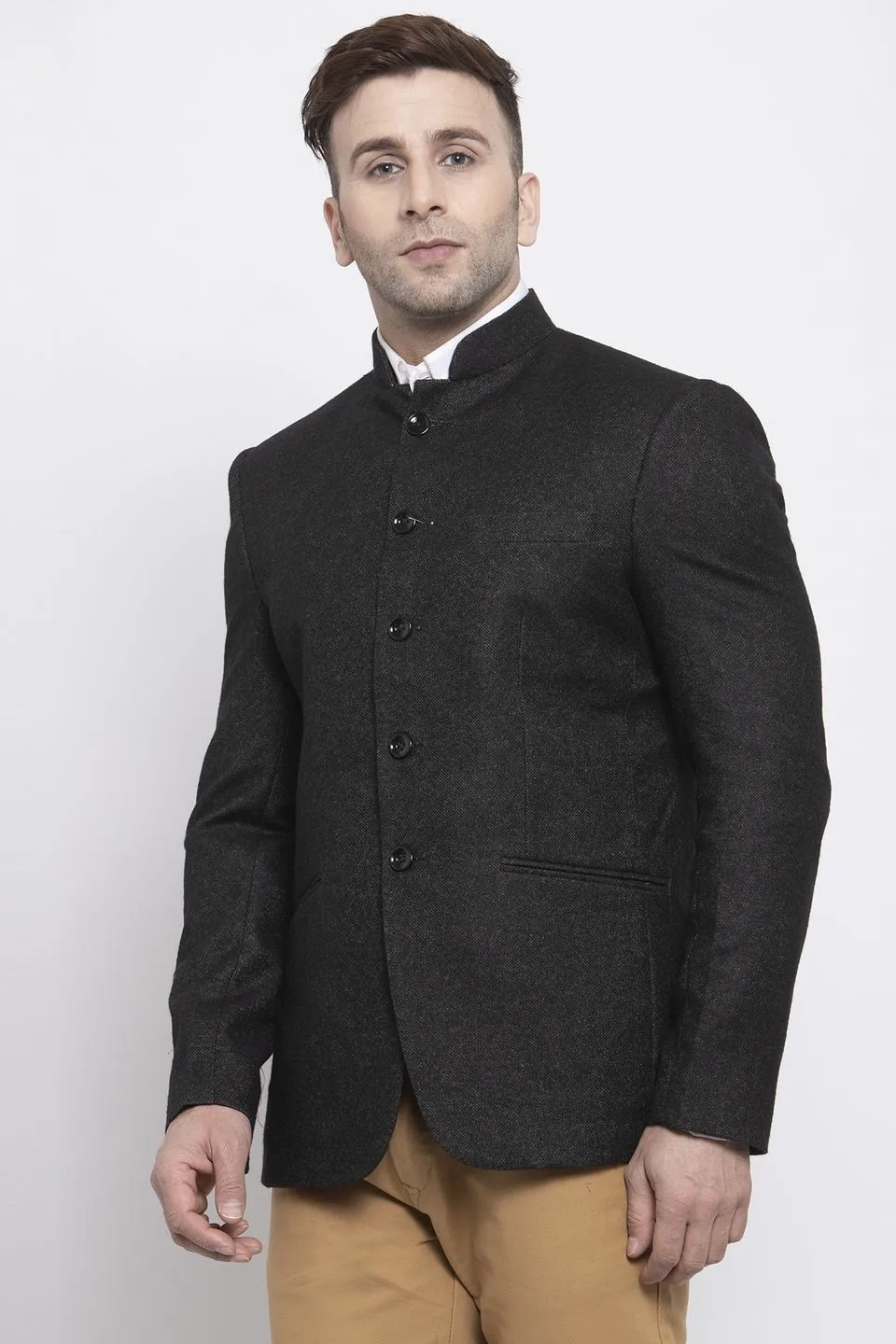 Tweed Black Bandhgala