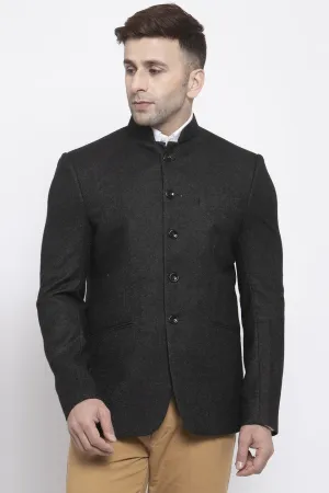 Tweed Black Bandhgala