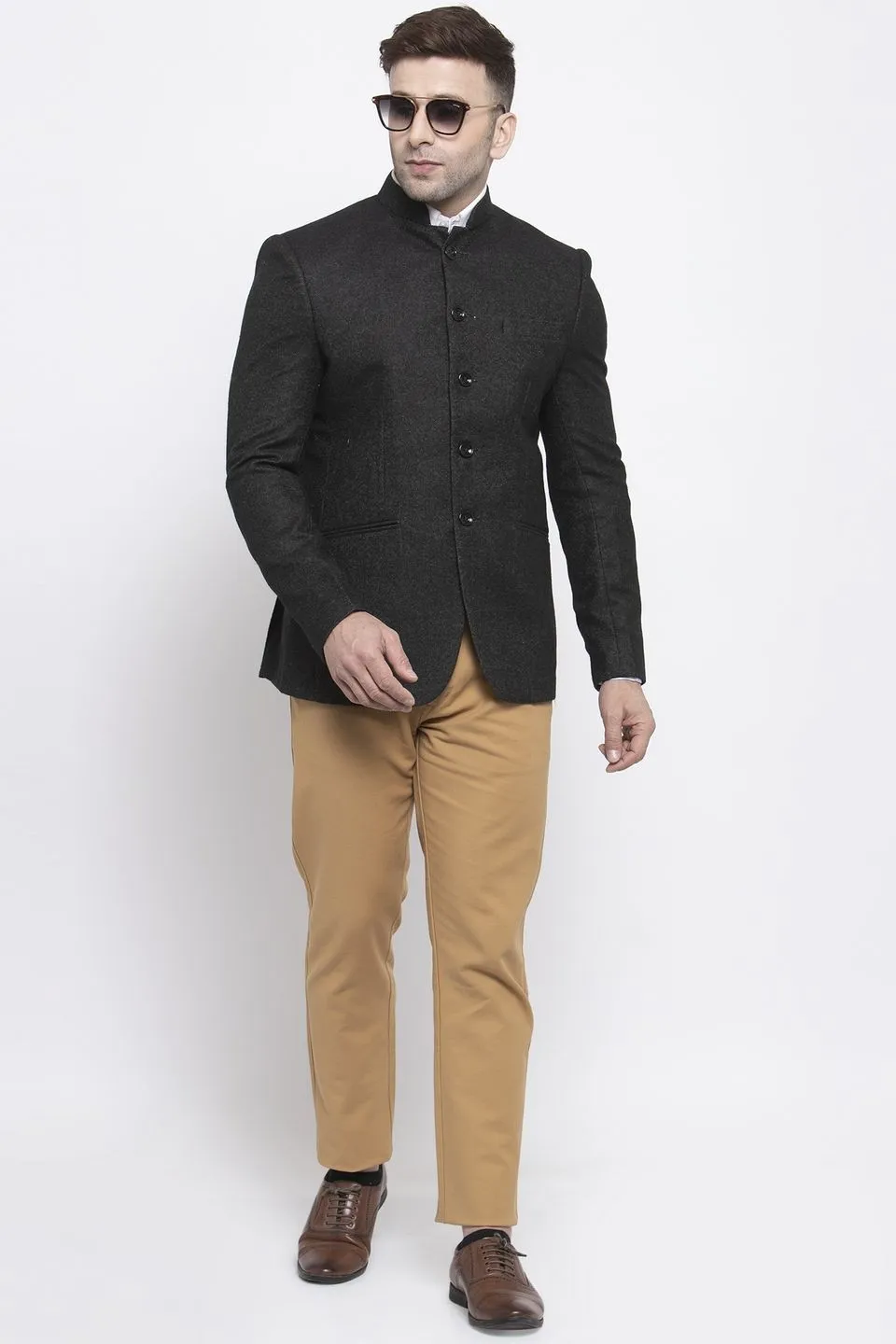 Tweed Black Bandhgala