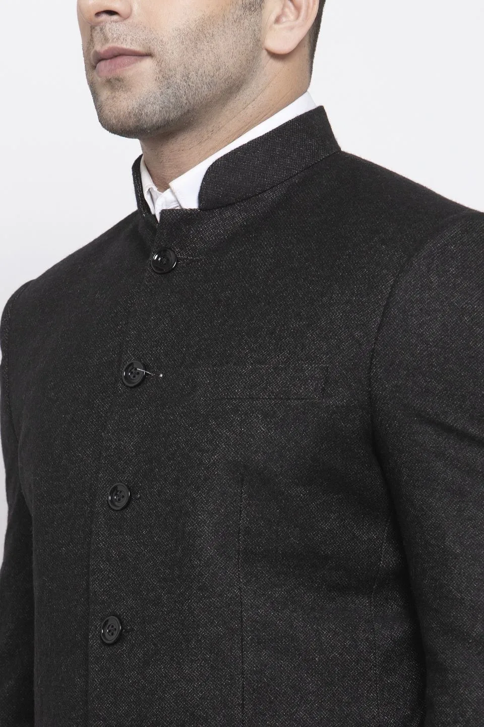 Tweed Black Bandhgala