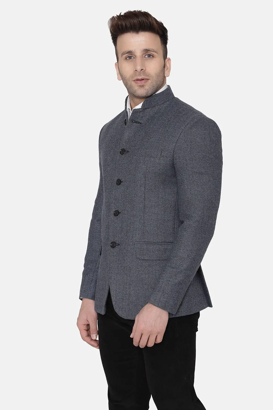 Tweed Blue Bandhgala