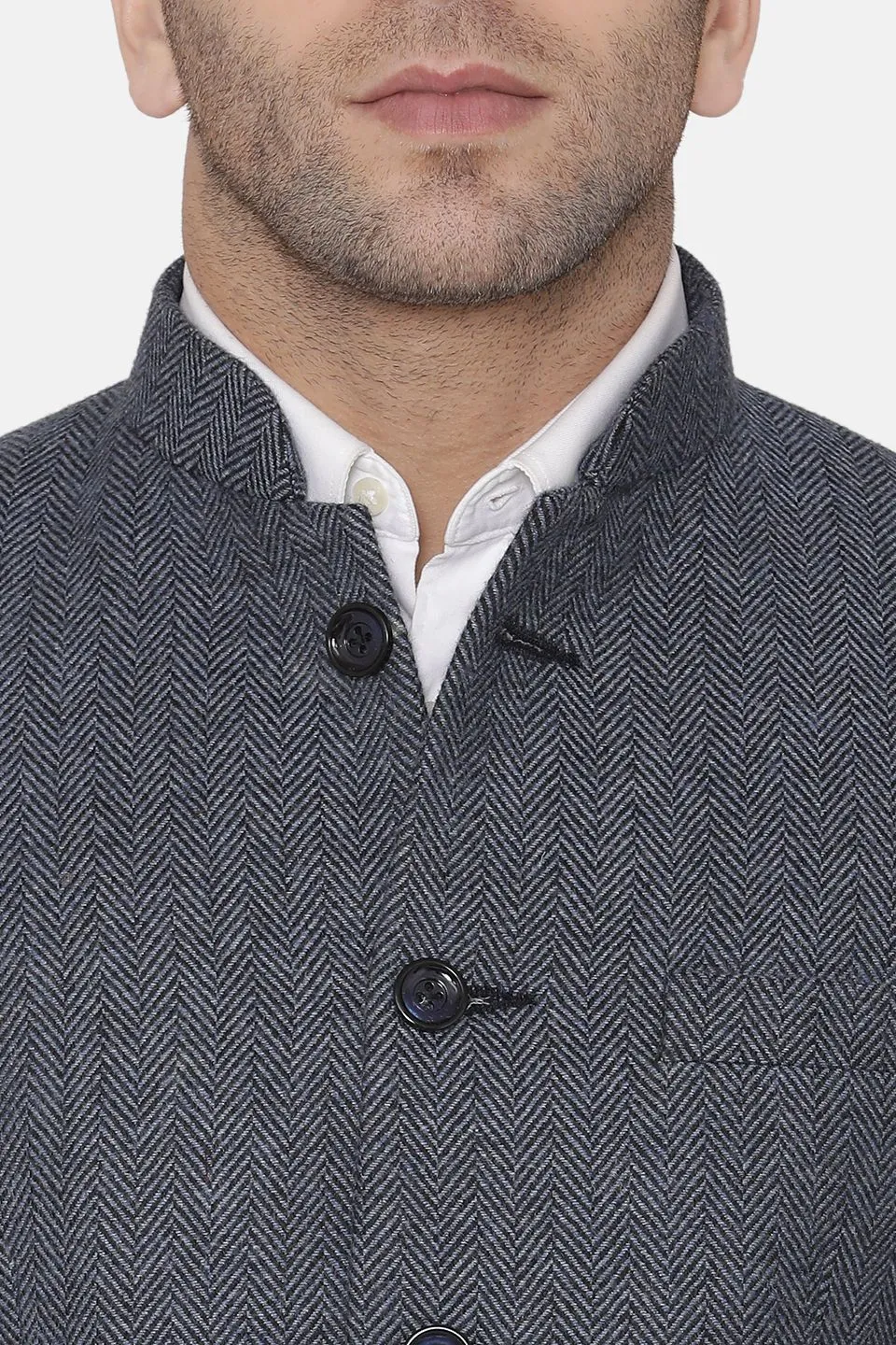 Tweed Blue Bandhgala