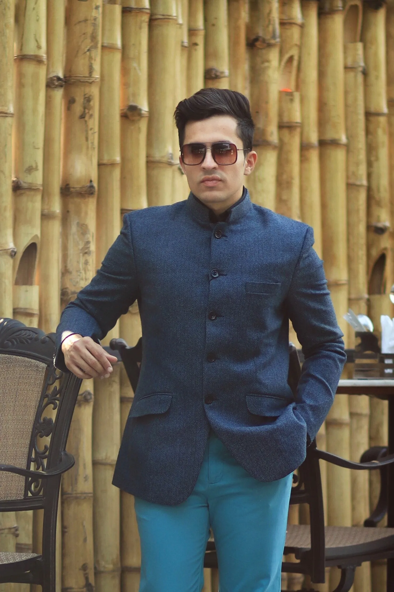Tweed Blue Bandhgala