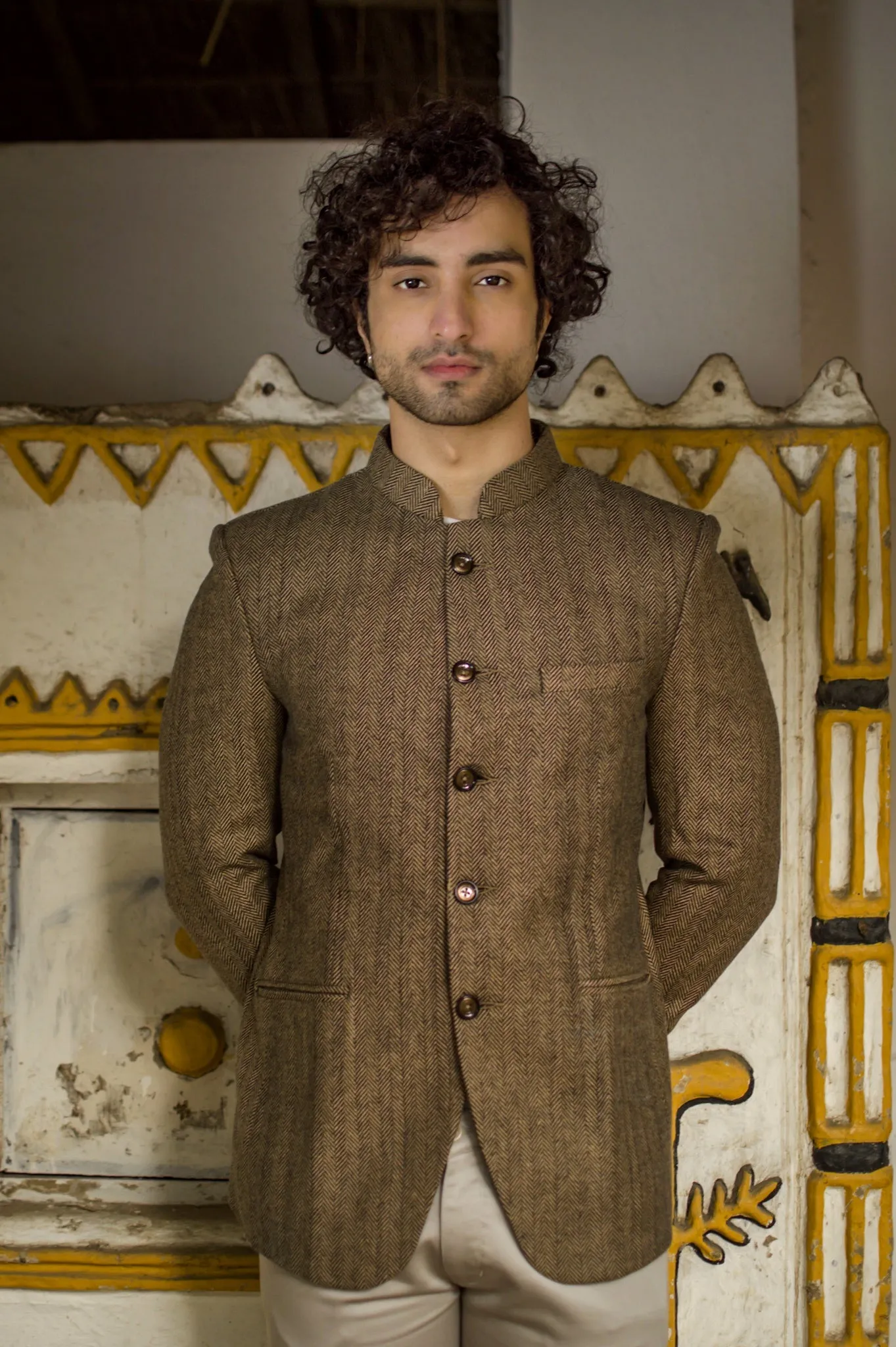 Tweed Brown Bandhgala