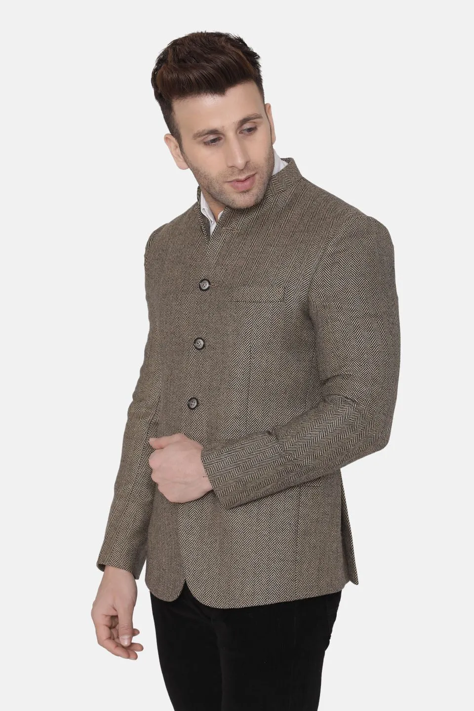 Tweed Brown Bandhgala