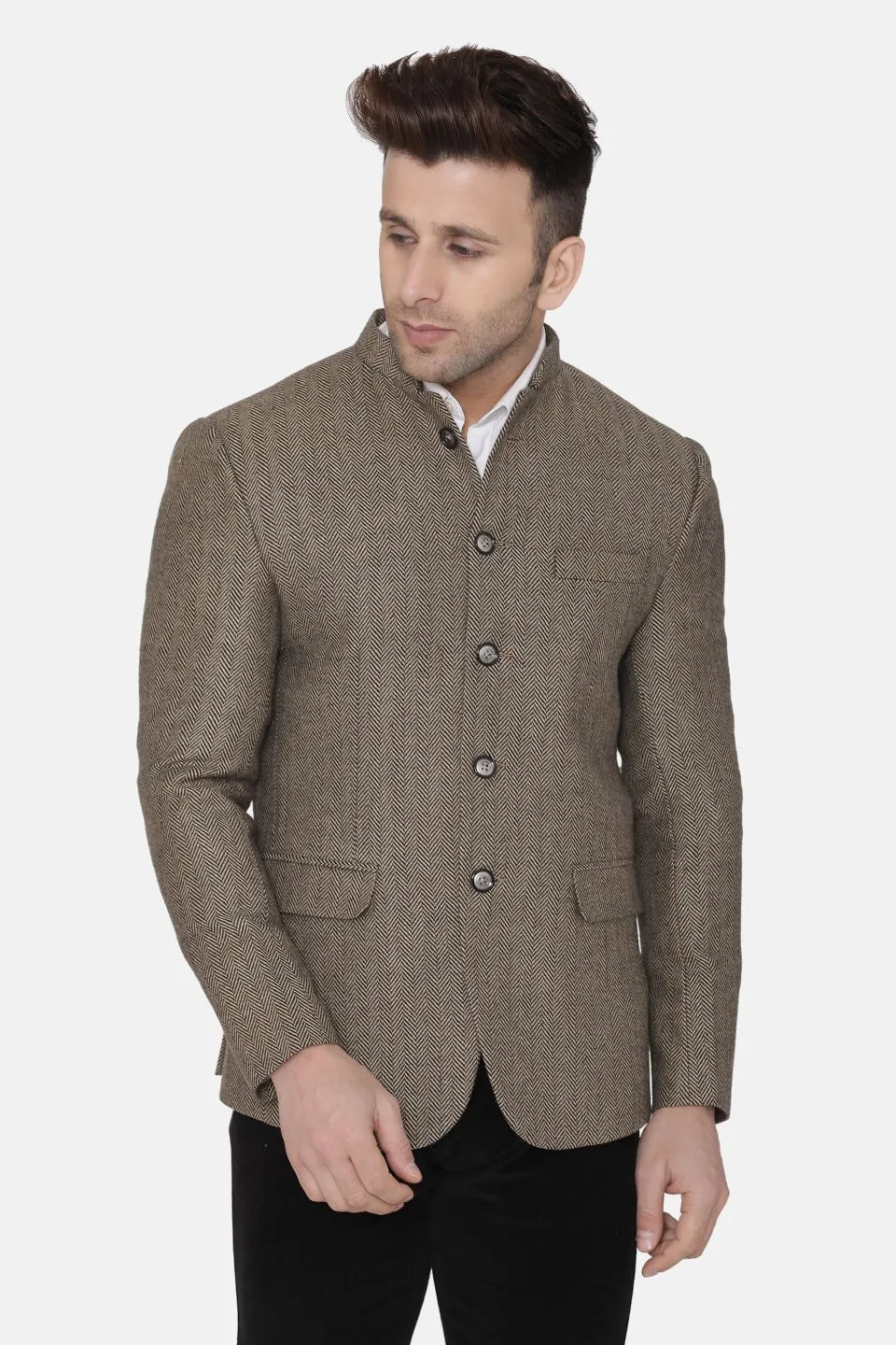Tweed Brown Bandhgala