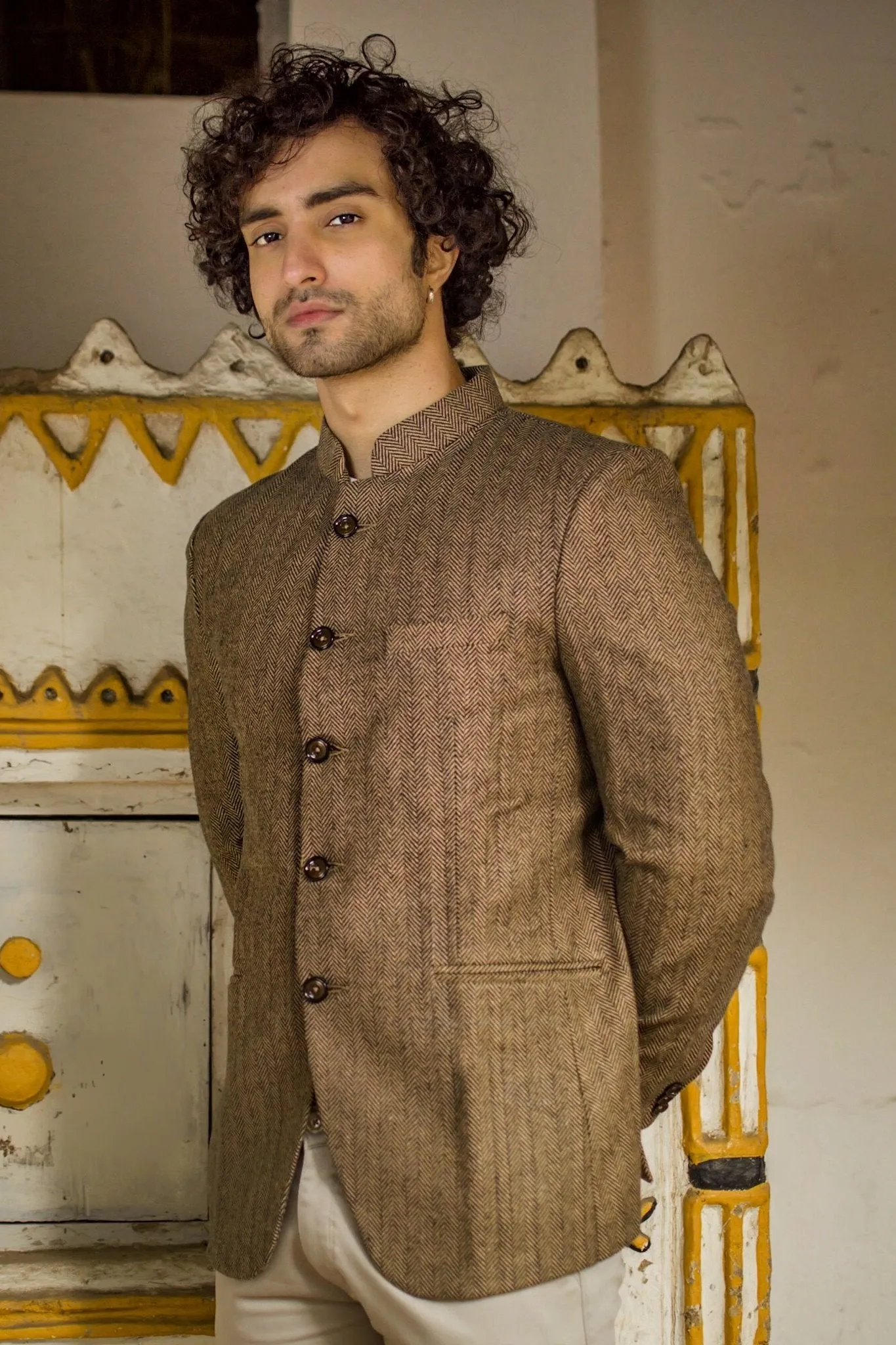 Tweed Brown Bandhgala