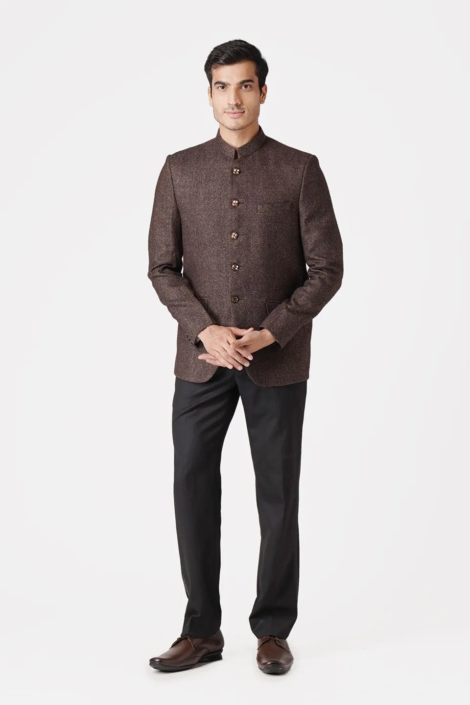 Tweed Dark Brown Bandhgala