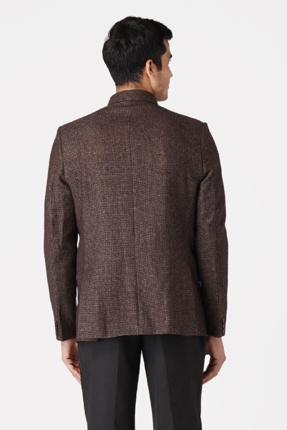 Tweed Dark Brown Bandhgala