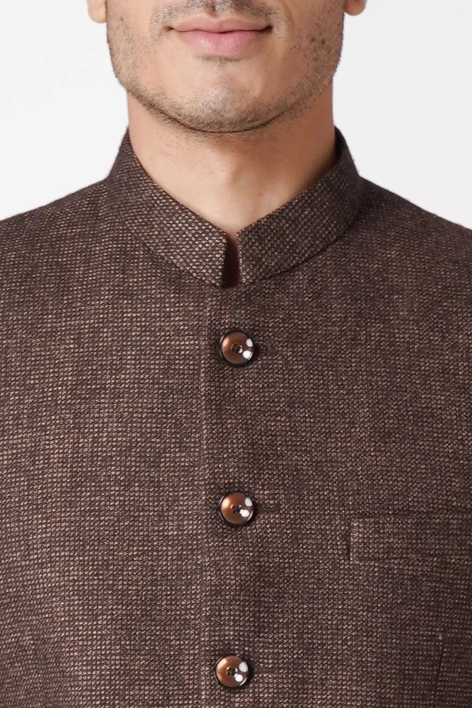 Tweed Dark Brown Bandhgala