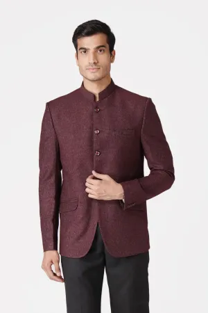 Tweed Maroon Bandhgala