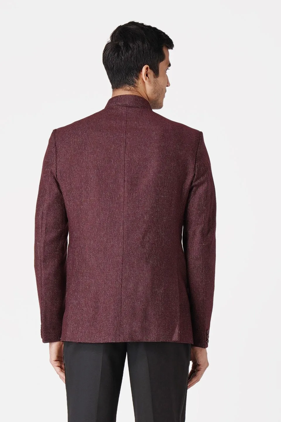 Tweed Maroon Bandhgala