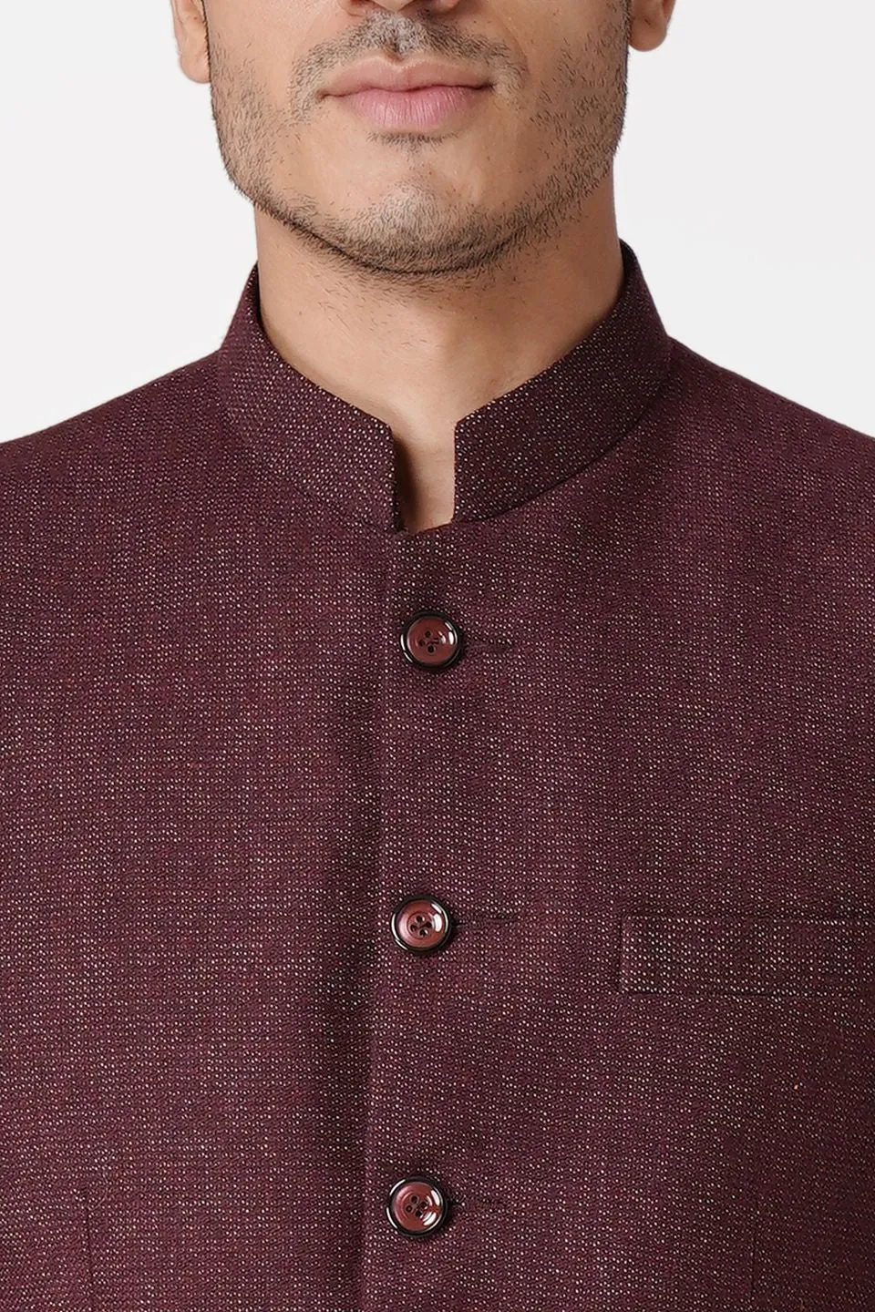 Tweed Maroon Bandhgala