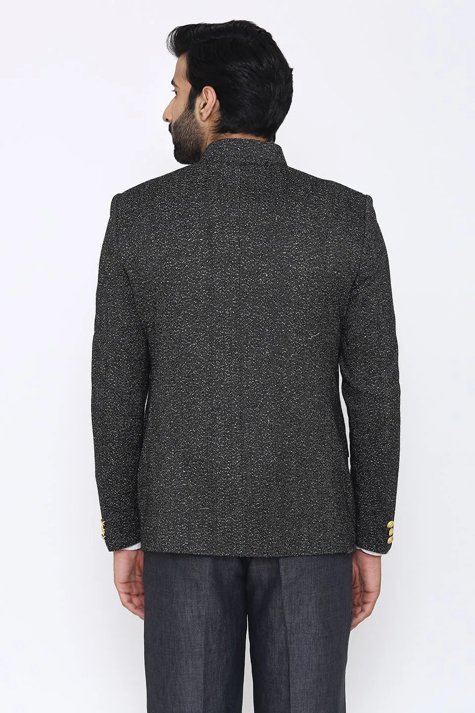 Tweed Wool Black Bandhgala