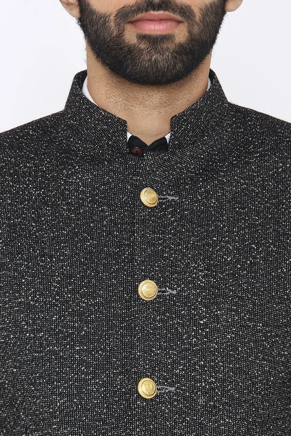 Tweed Wool Black Bandhgala