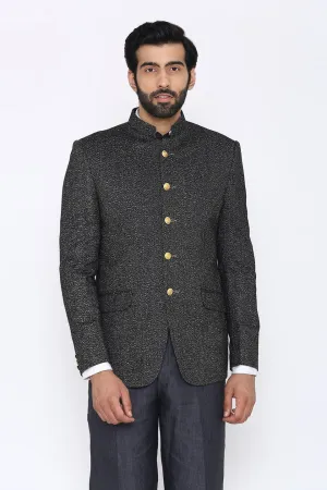 Tweed Wool Black Bandhgala