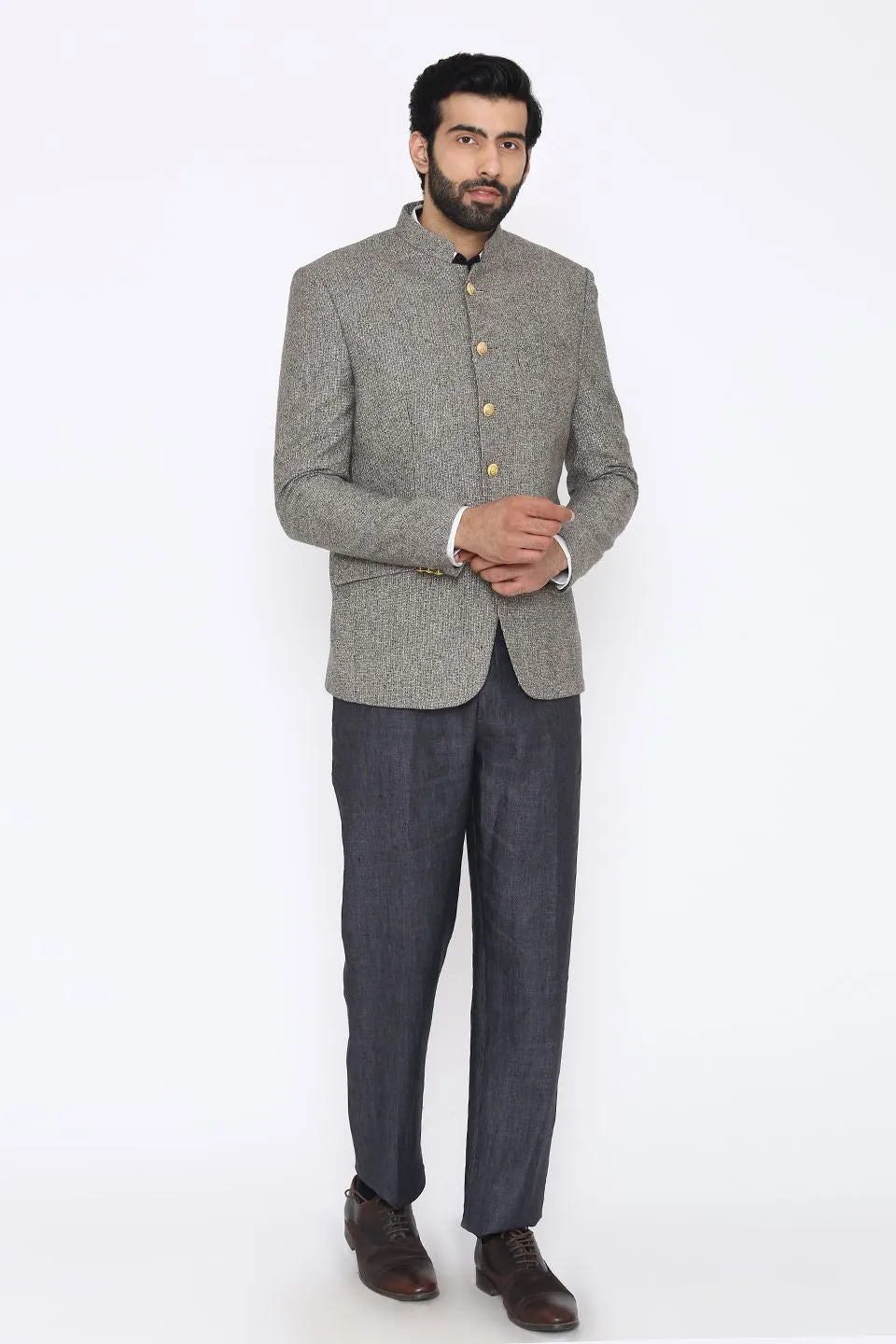 Tweed Wool Grey Bandhgala