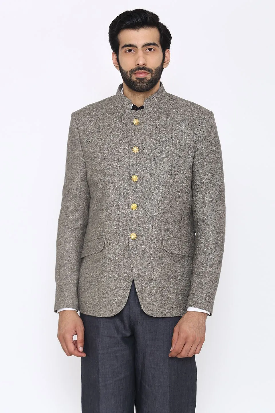 Tweed Wool Grey Bandhgala
