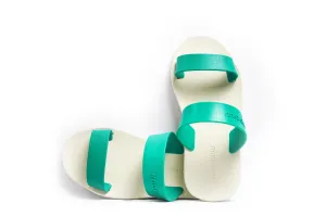 Twin White Sole Green Strap