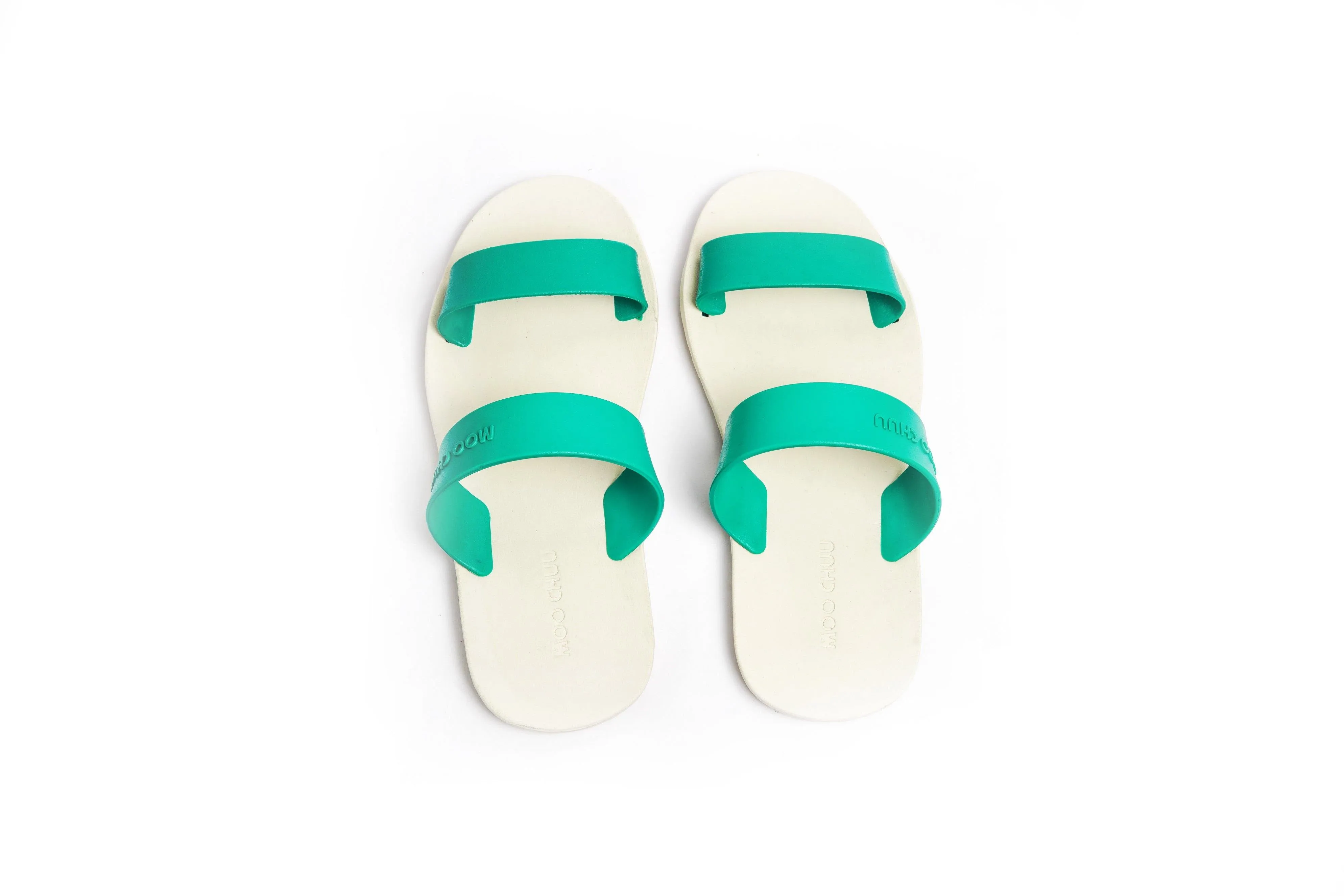Twin White Sole Green Strap