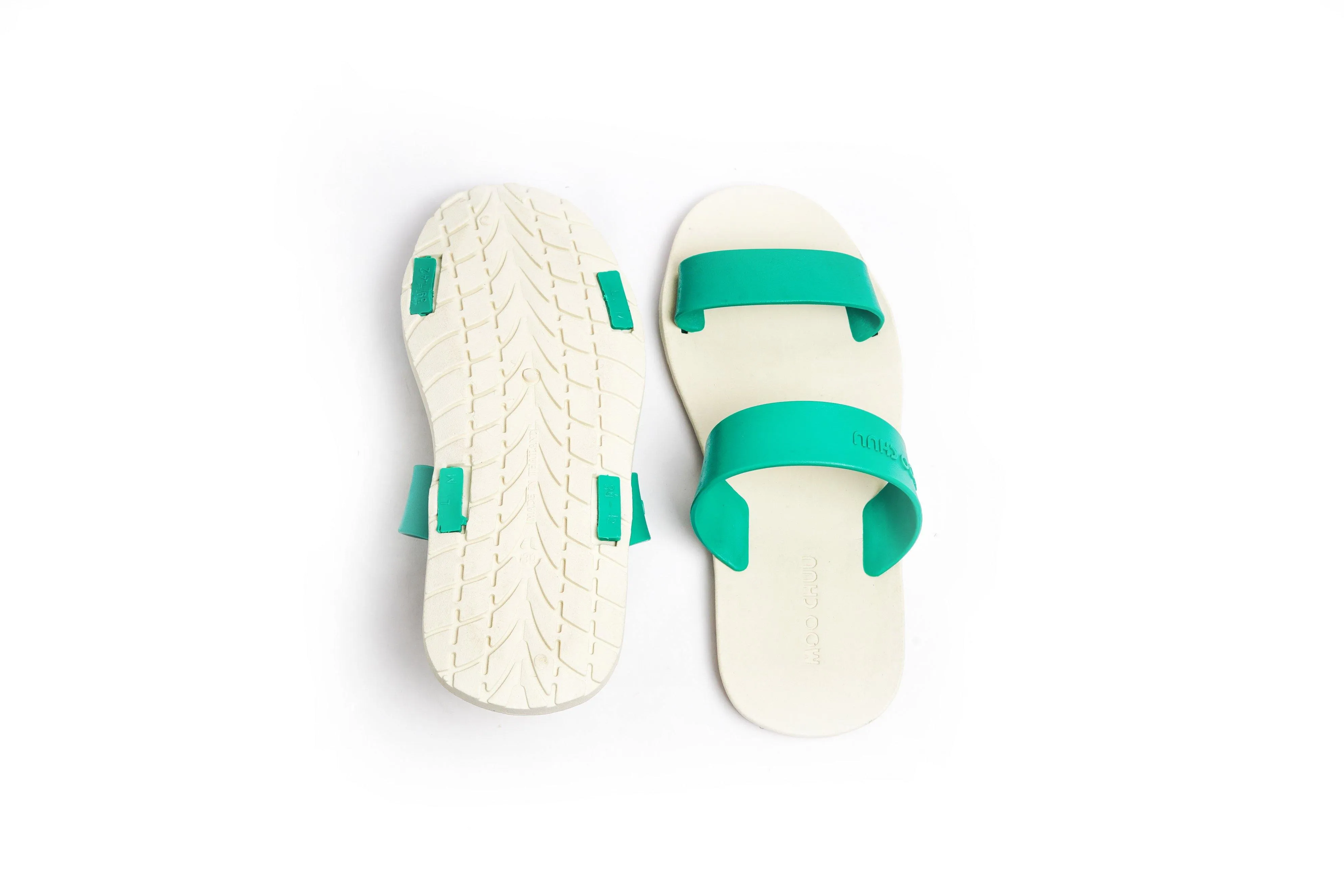 Twin White Sole Green Strap