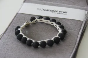 Unisex Hand-Knitted Black Lava Bracelet