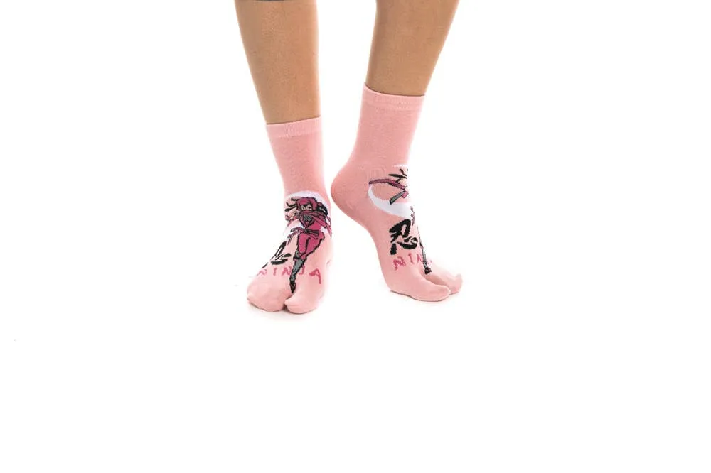 V-Toe Split Toe Novelty Socks Ninja Pink Big Toe Tabi