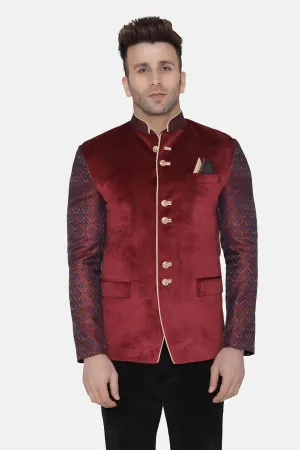 Velvet Maroon Bandhgala Blazer