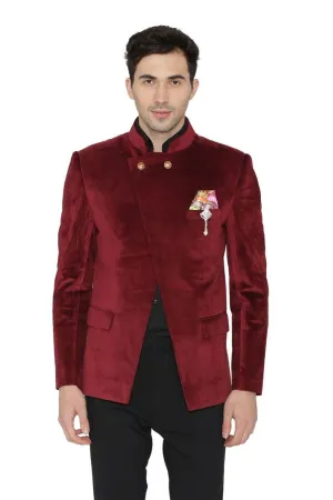 Velvet Maroon Bandhgala