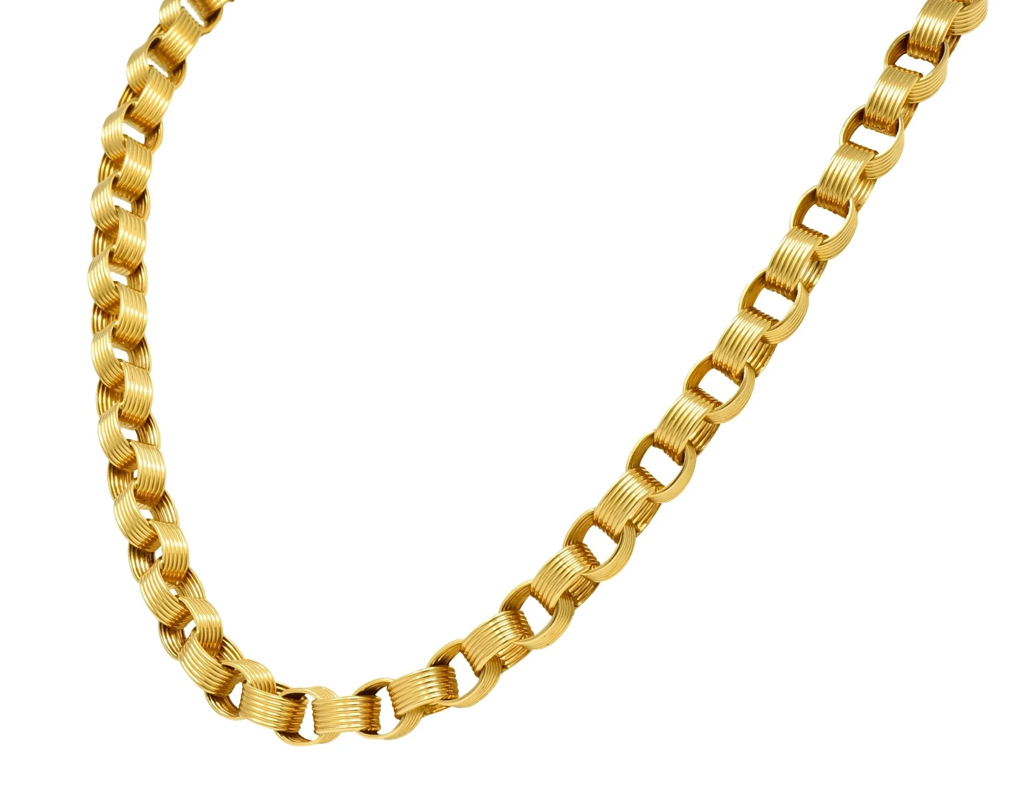 Vintage 1960's 18 Karat Yellow Gold Large Linked Rolo Chain Necklace