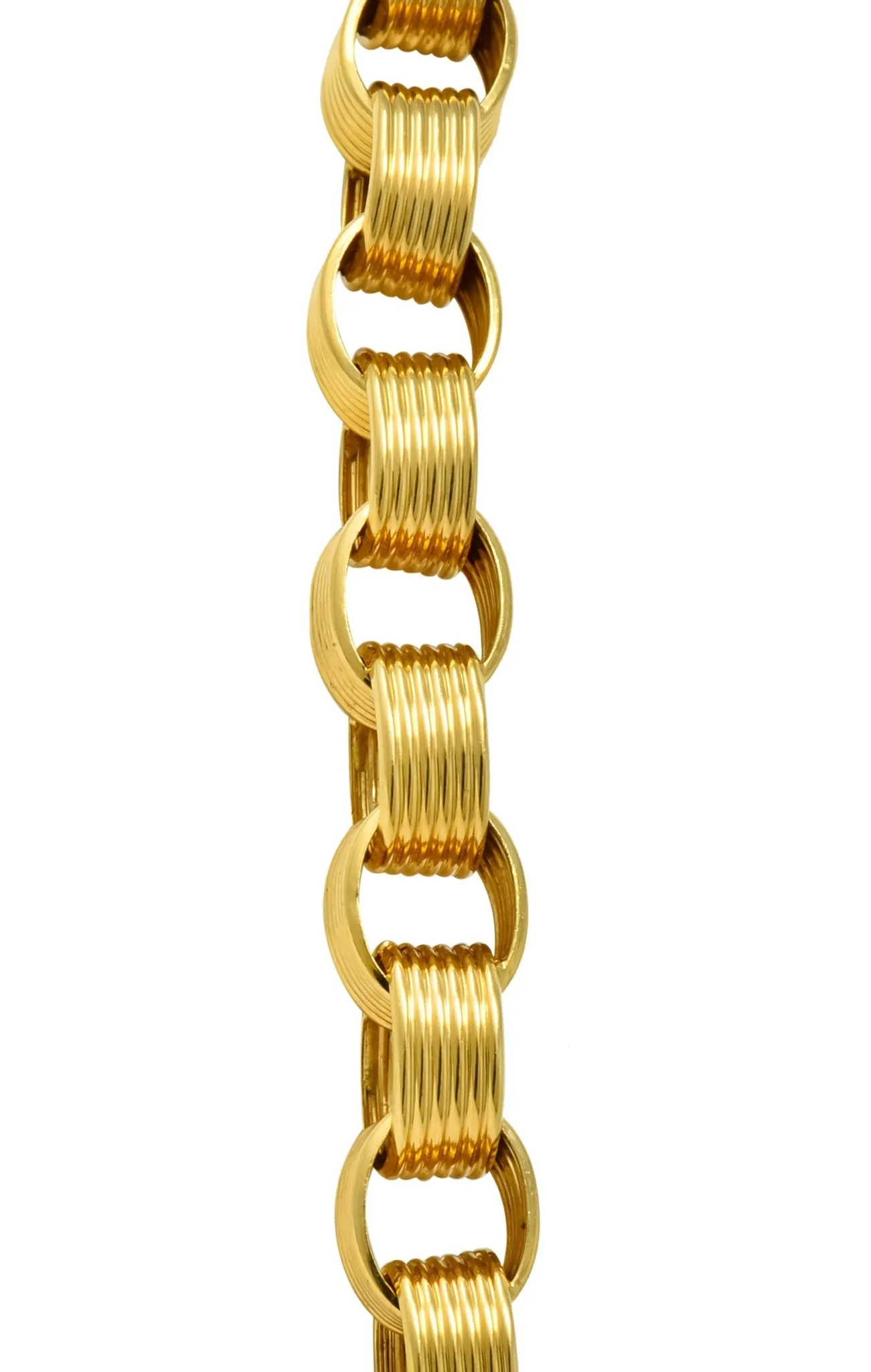 Vintage 1960's 18 Karat Yellow Gold Large Linked Rolo Chain Necklace