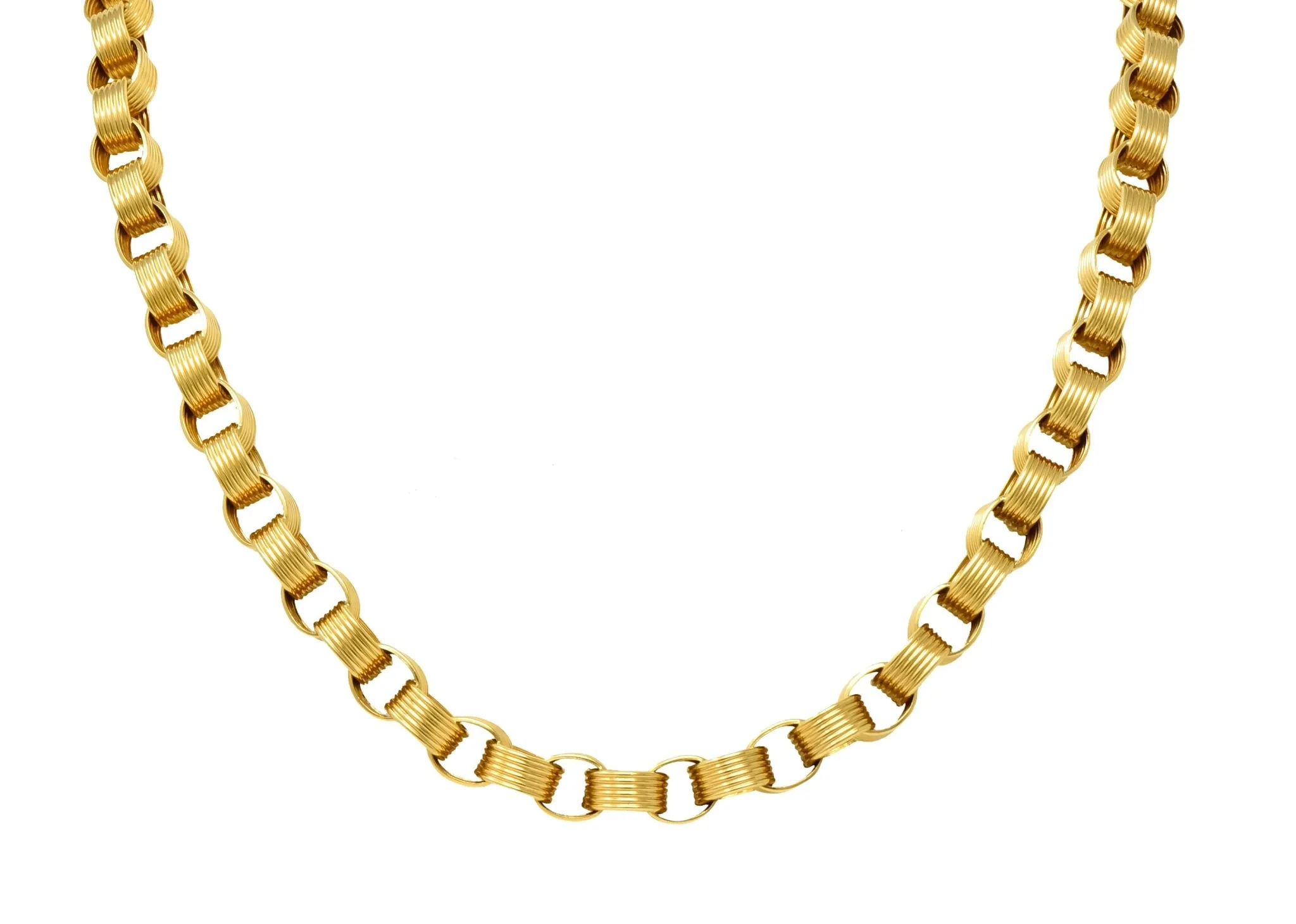 Vintage 1960's 18 Karat Yellow Gold Large Linked Rolo Chain Necklace