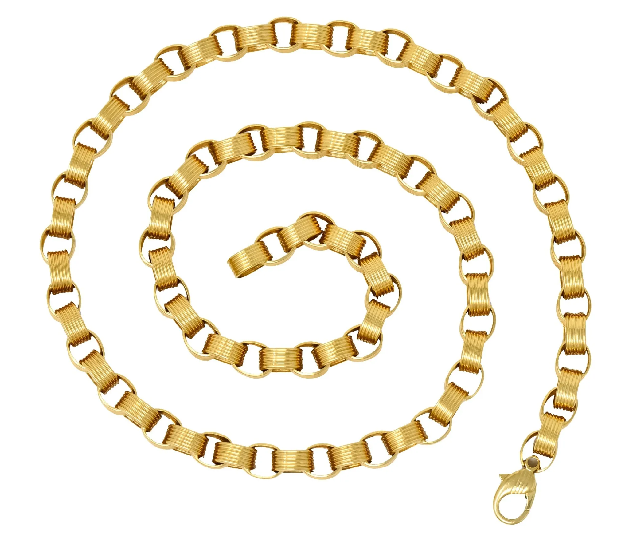 Vintage 1960's 18 Karat Yellow Gold Large Linked Rolo Chain Necklace