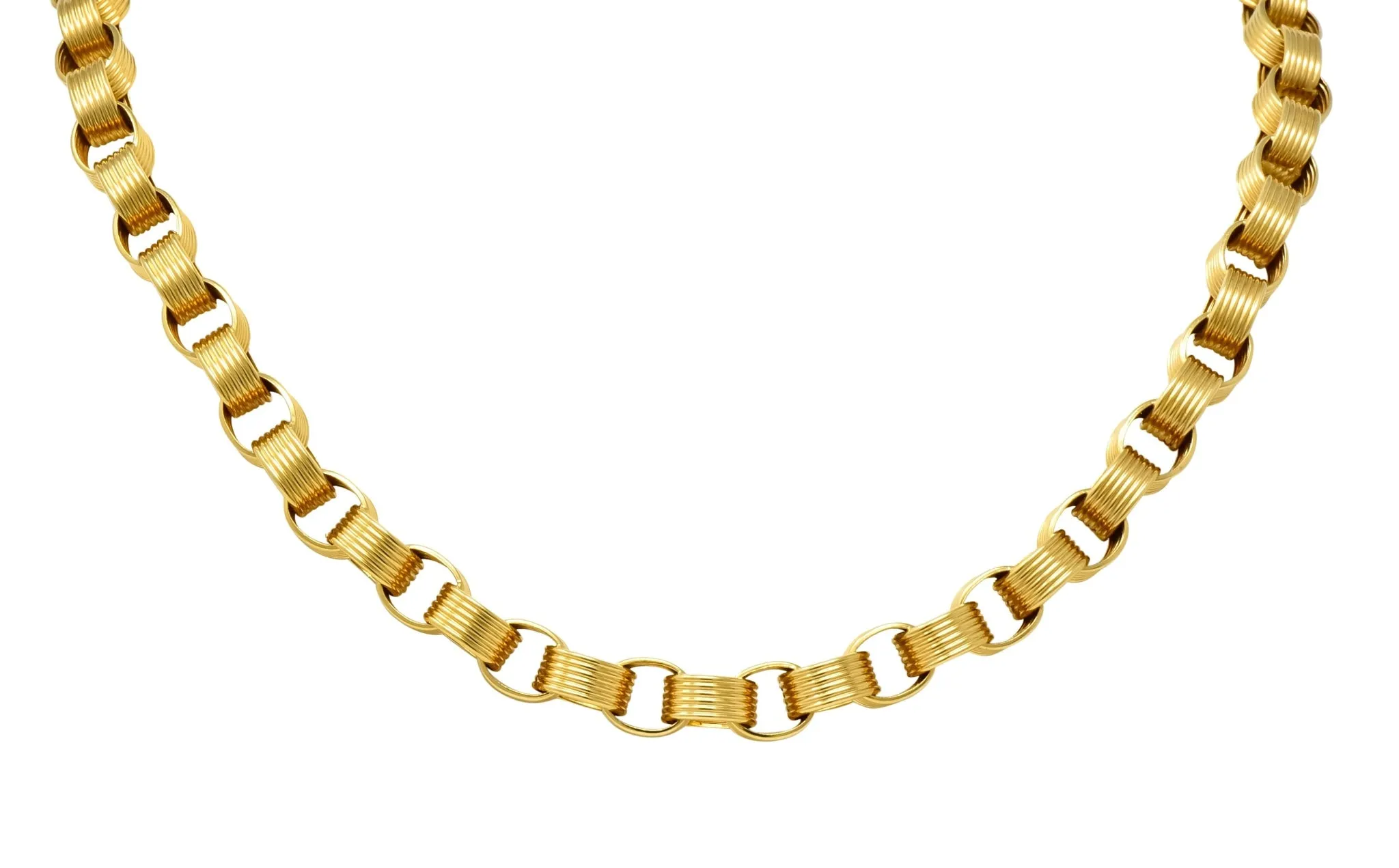 Vintage 1960's 18 Karat Yellow Gold Large Linked Rolo Chain Necklace