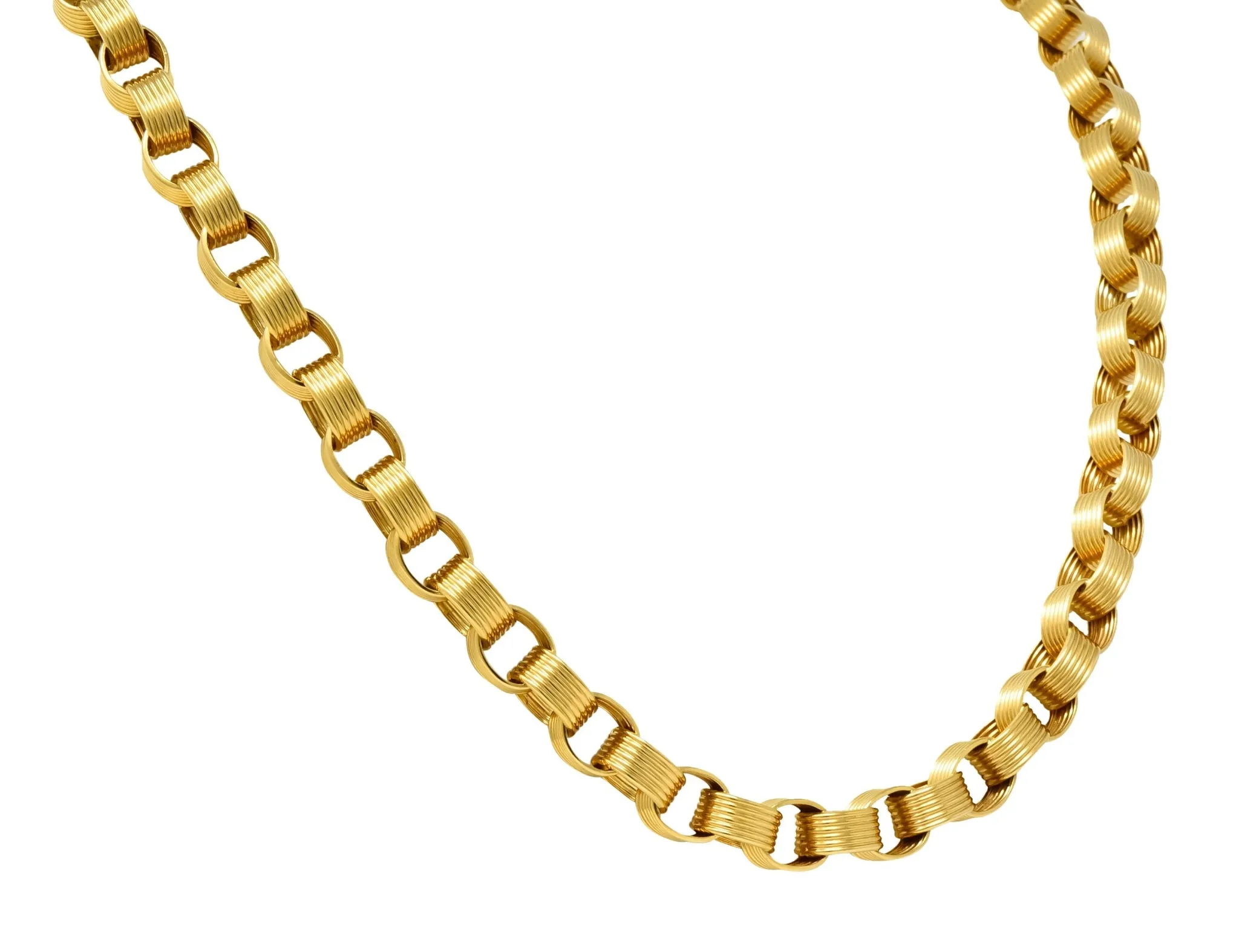 Vintage 1960's 18 Karat Yellow Gold Large Linked Rolo Chain Necklace