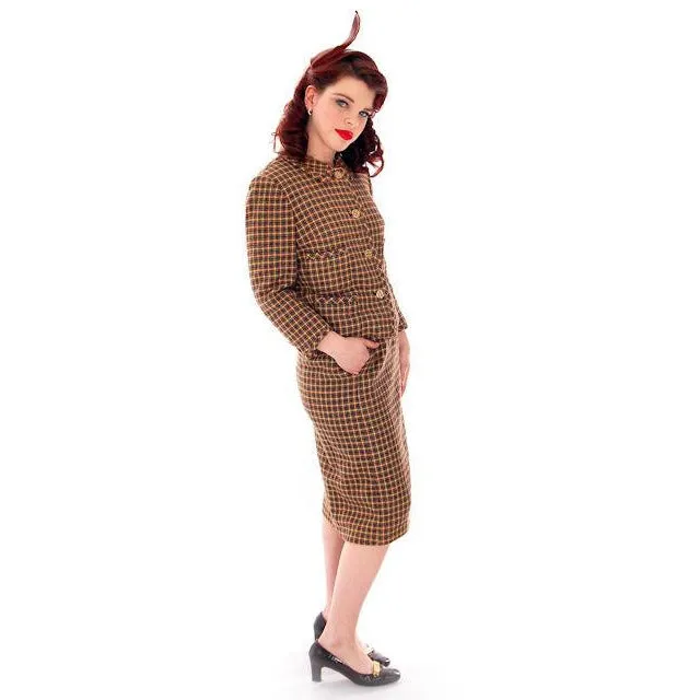 Vintage Davidow Womens Suit  Chanel Style 1960s Wool 38-24-27