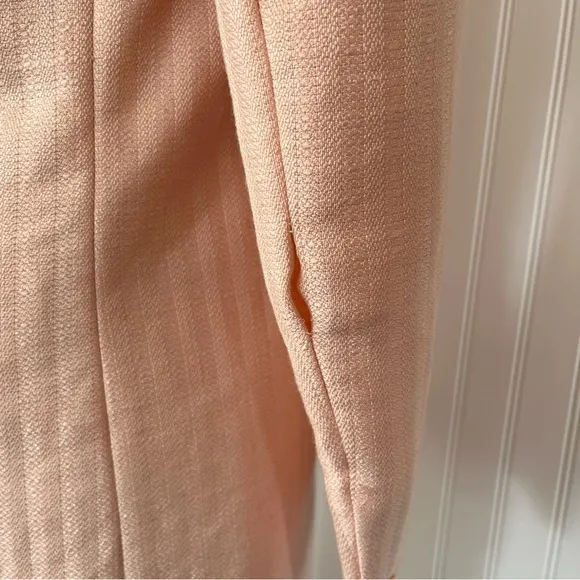 Vintage Pink Suit Linen Blazer and Pencil Skirt Pastel Career Shoulder Pads Med