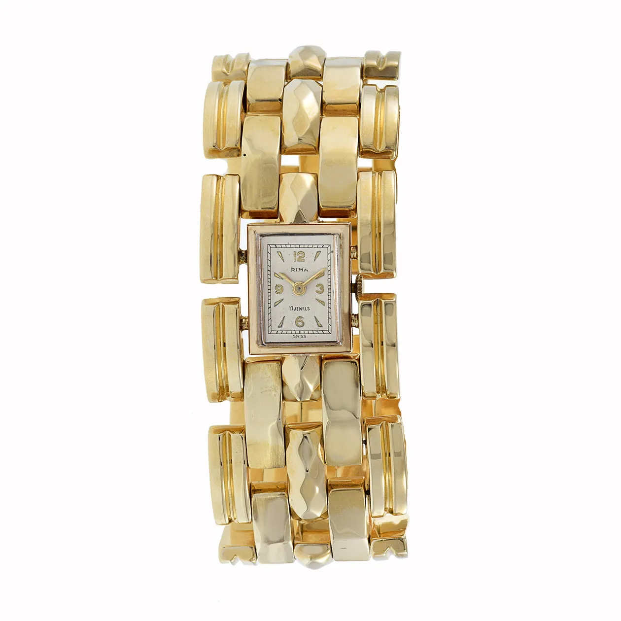 Vintage Rima 1960's Retro 14KT Yellow Gold Link Bracelet Watch