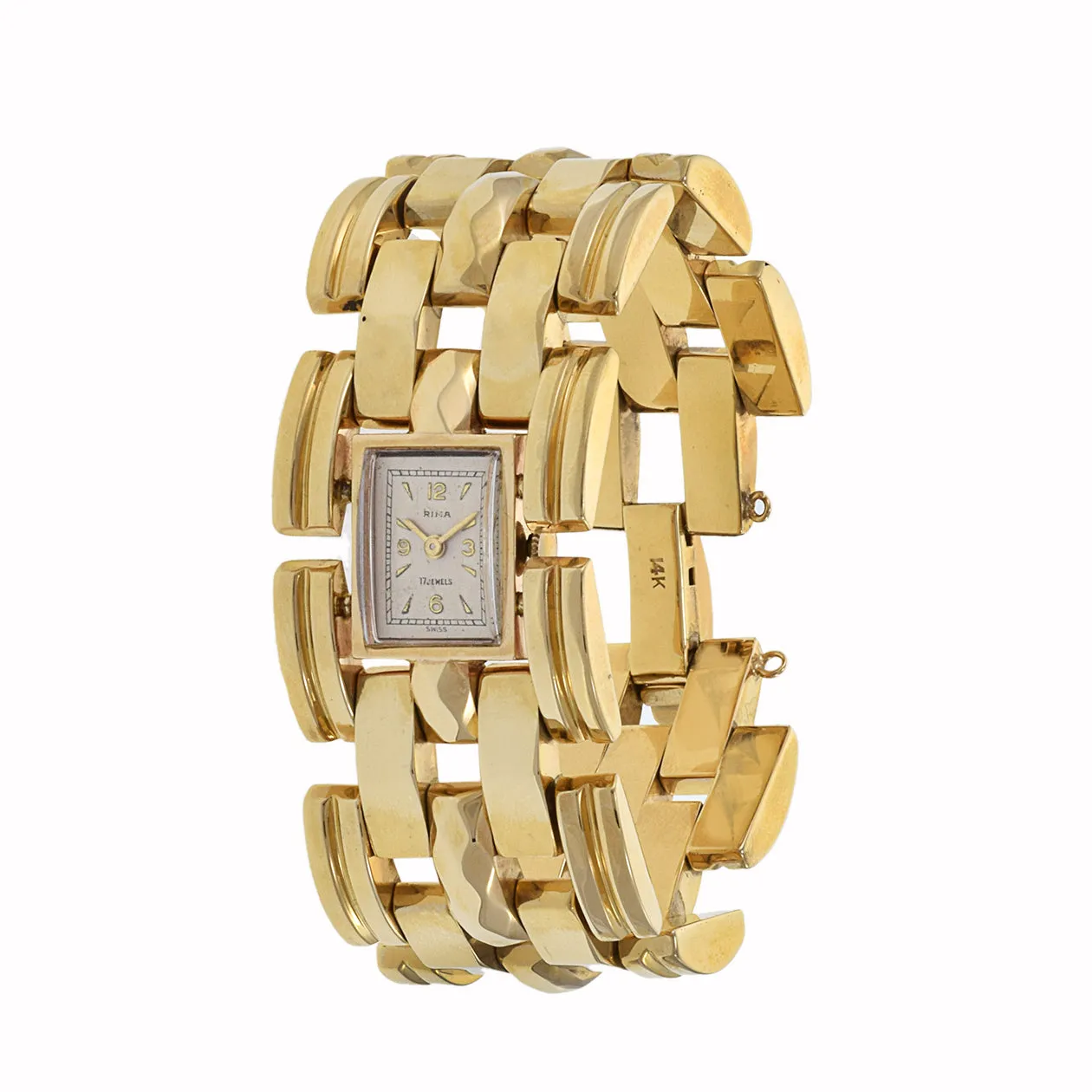 Vintage Rima 1960's Retro 14KT Yellow Gold Link Bracelet Watch
