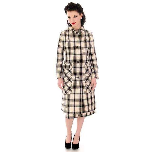 Vintage Suit Sybil Connolly Dublin Black/White Huge Plaid /Huge Pockets 1960s 38-26-38