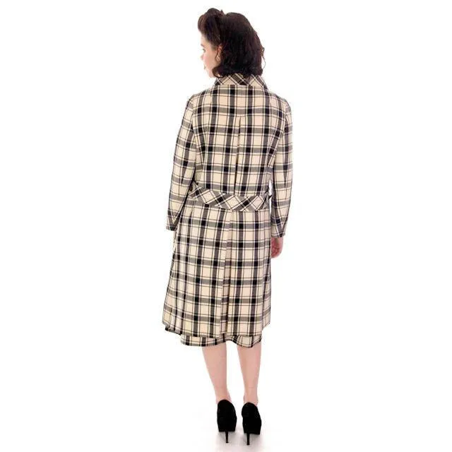 Vintage Suit Sybil Connolly Dublin Black/White Huge Plaid /Huge Pockets 1960s 38-26-38