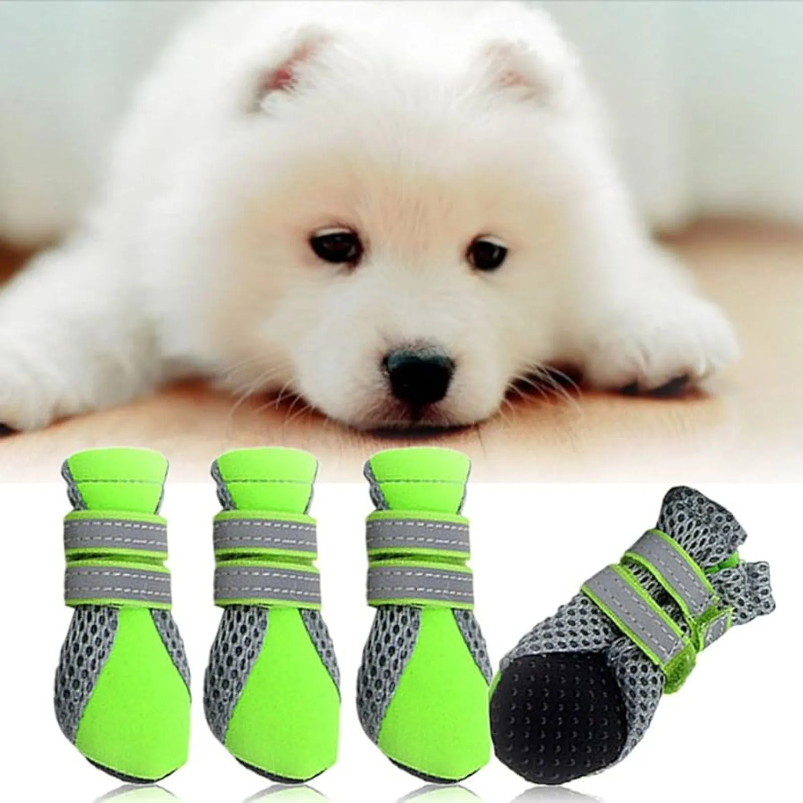 Waterproof Protective Rain Boots 4pcs Anti Slip Dog Booties Set
