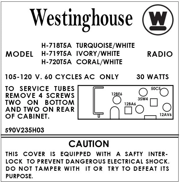 WESTINGHOUSE-H718T5A-H719T5A-H720T5A