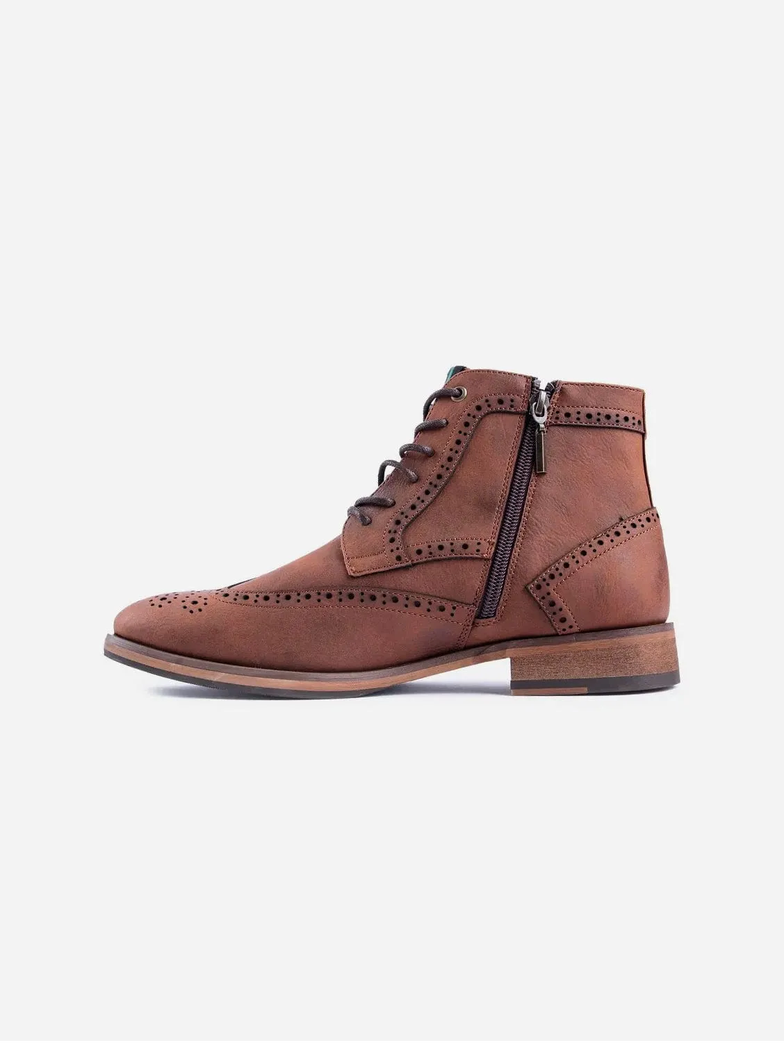 Wheat 2 Men's Vegan Leather Brogue Boots | Tan